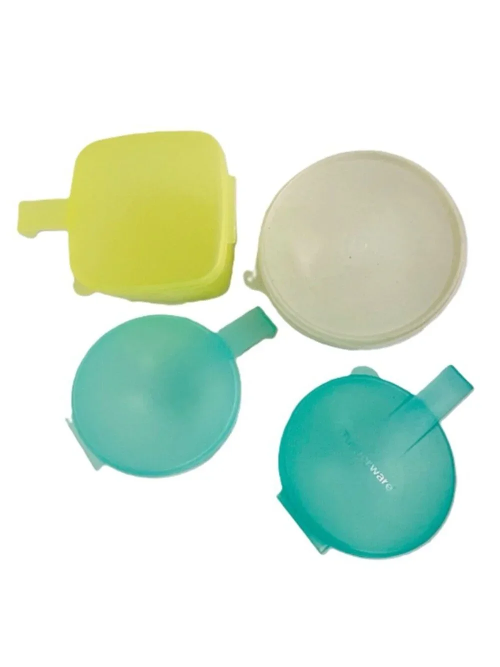 Vintage Tupperware Lot of 4 Yellow Cheese Keeper 2 Teal Fruit Keepers 1 Dip Bowl